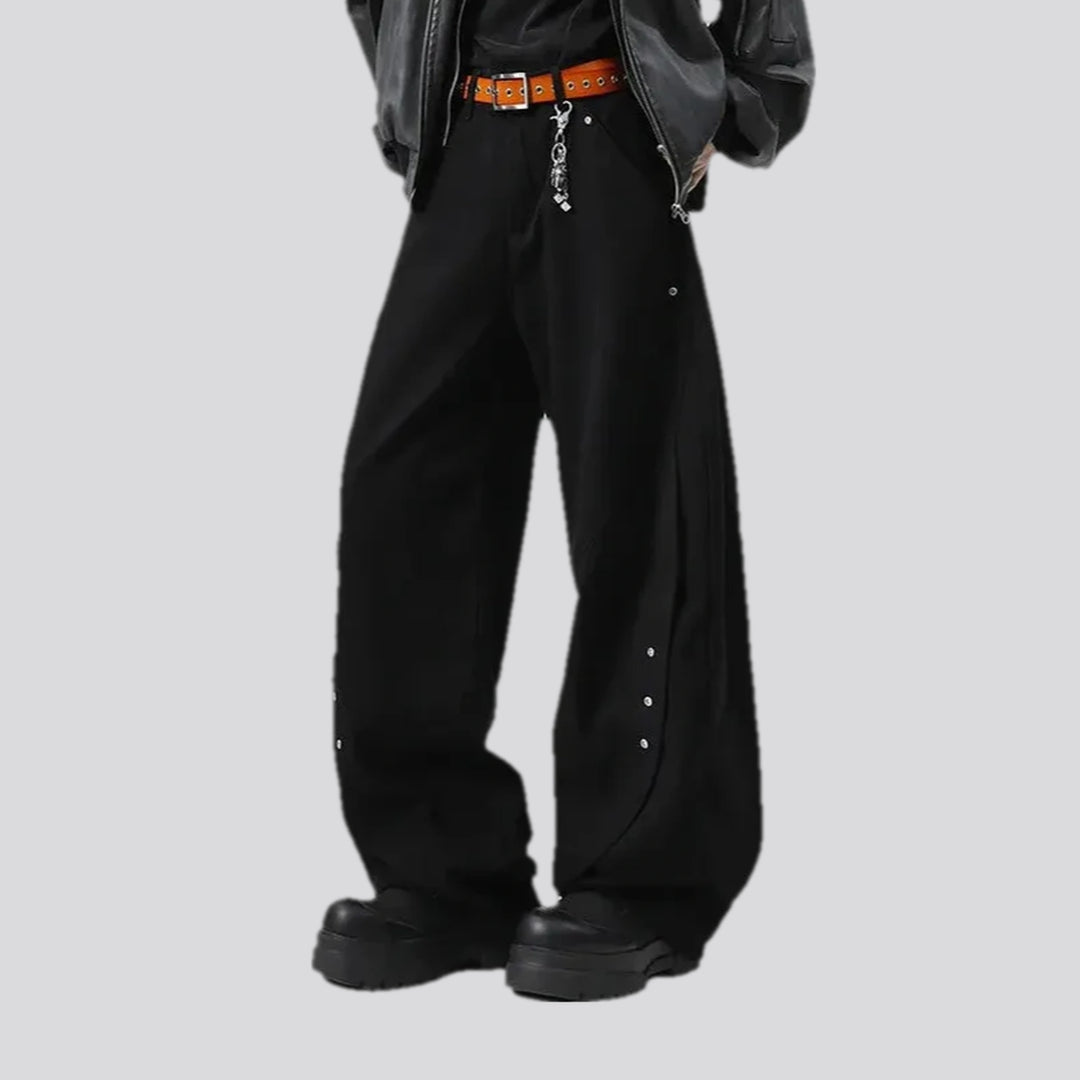 Slouchy fit with metal studs men's jean pants