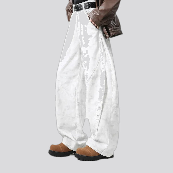 Slouchy fit with metal studs men's jean pants