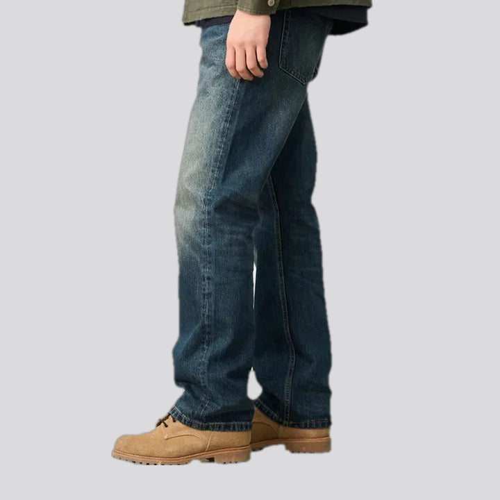 Dark faded street style men's jeans