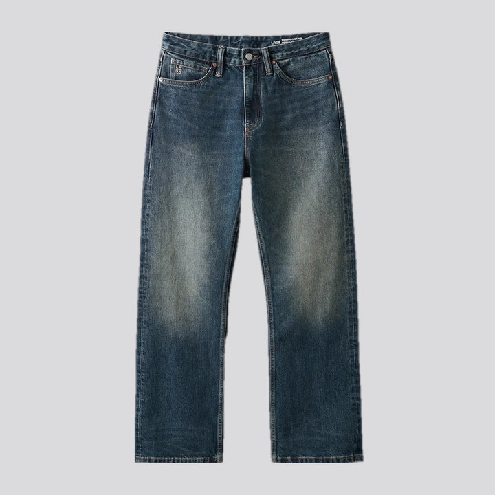 Dark faded street style men's jeans