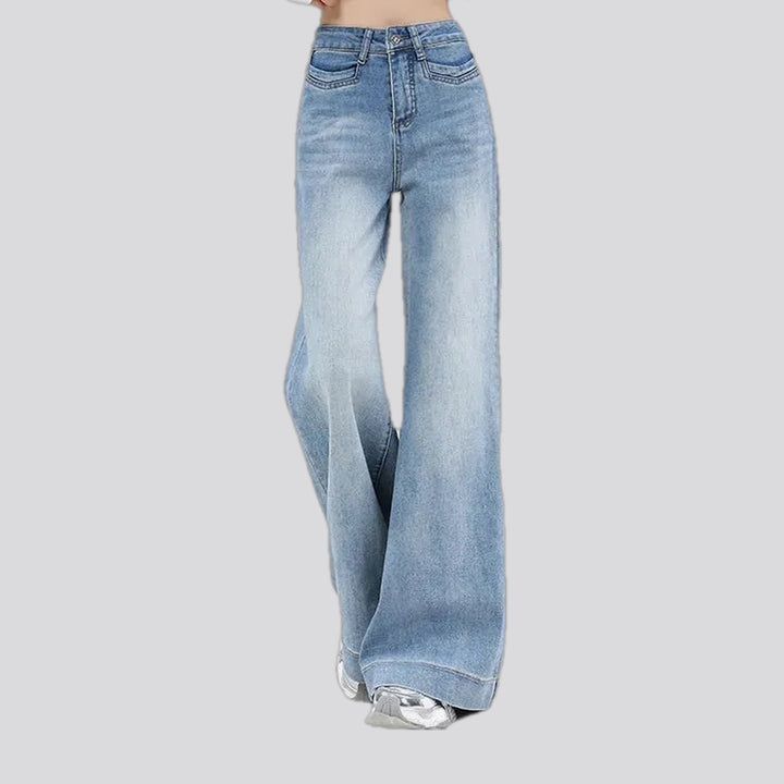 Light whiskered wide fit women's jeans