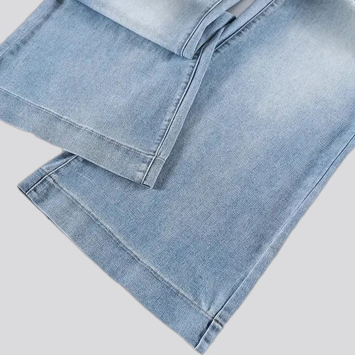 Light whiskered wide fit women's jeans