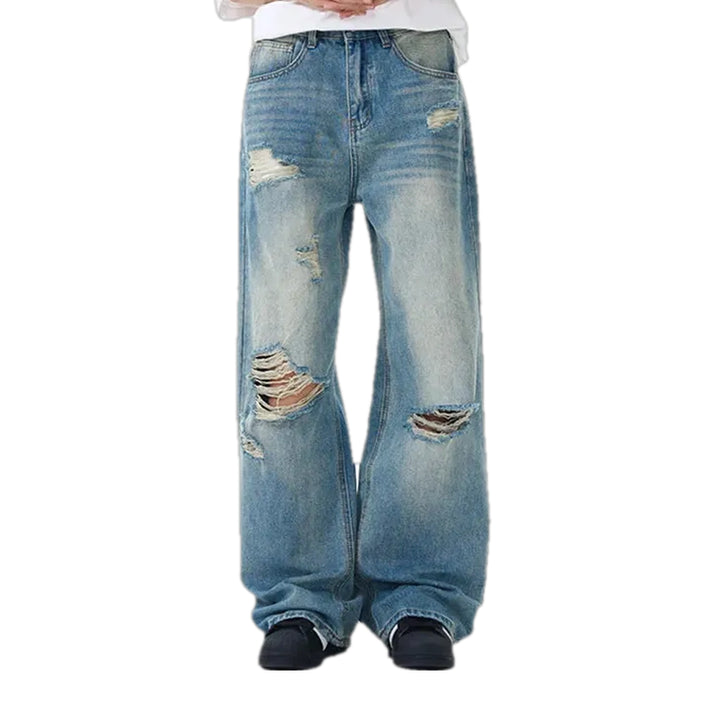 Slouchy Stonewashed 90s Men's Jeans - Light Blue